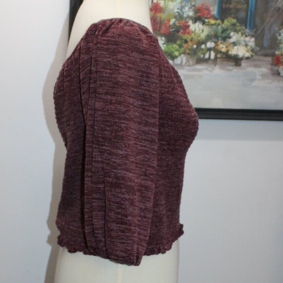 Me & U Brand Juniors 2X Crop Sweater Purple - Picture 2 of 8